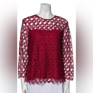Anne Fontaine Red Lace Blouse size 44 L/XL